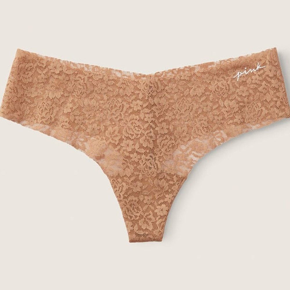 PINK LACE No-Show Soft Lace Thong Panty